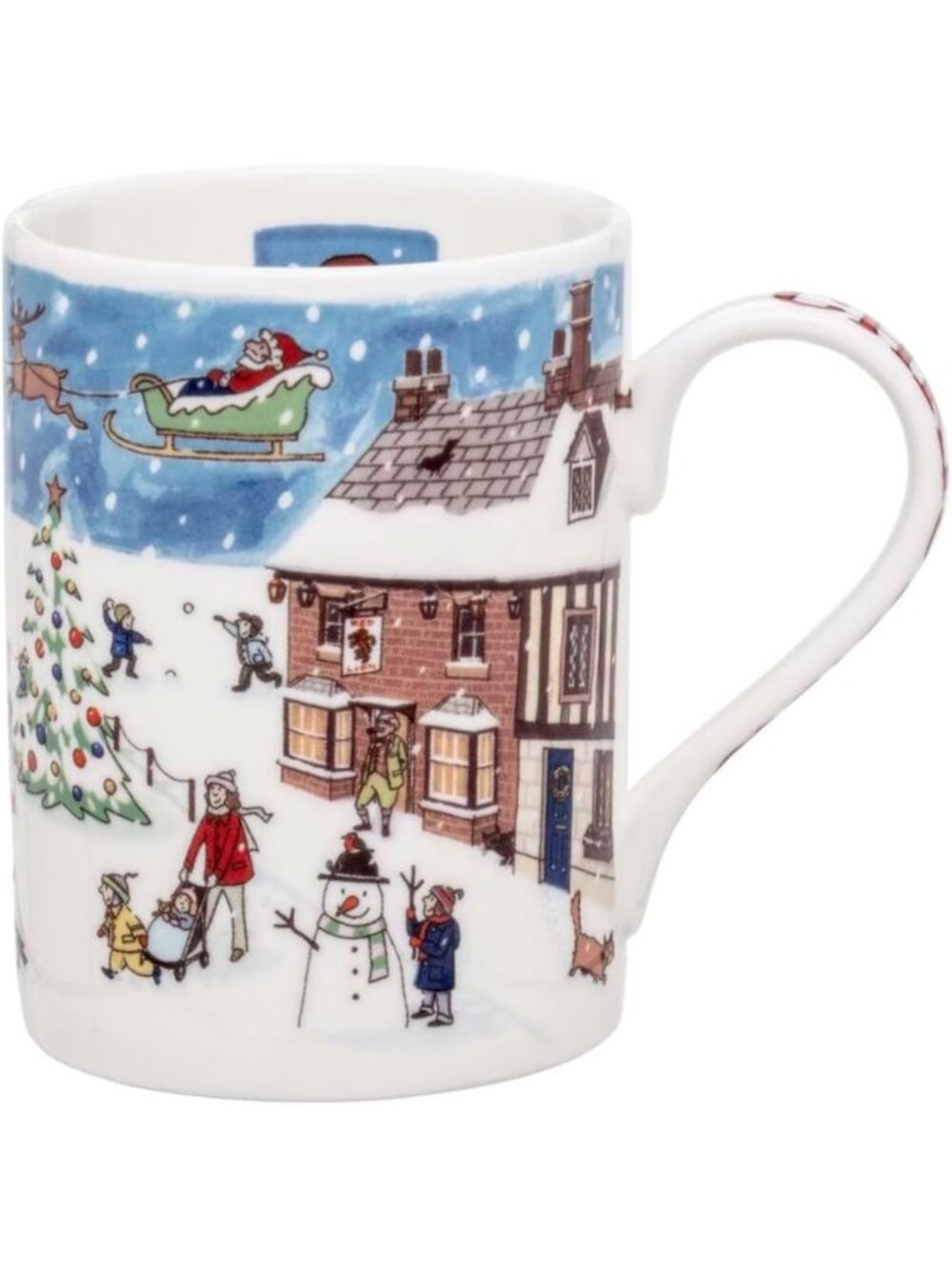 Festive Fine Bone China Christmas Village Mug - 10.8oz Holiday Coffee Cup